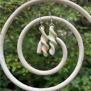 Homemade pastel spiral twist dangling earrings